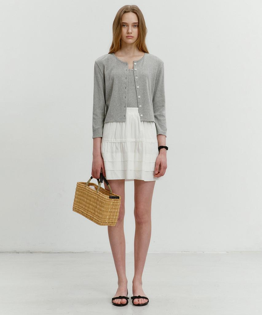 Deonseuteu Mini Full Skirt Ivory_Udsk4B224Iv