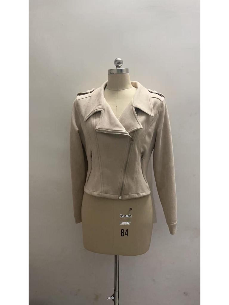 Wish Asymmetrical Zipper Suede Short Jacket for Europe and America