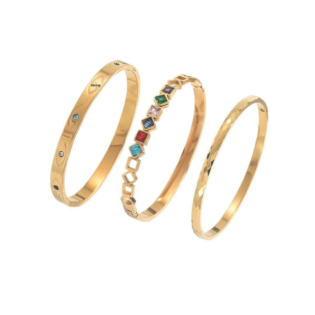 Women's High-End Titanium Steel Zircon Nail Bracelet - Non-Fading & Open Design