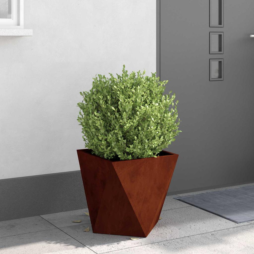 Plant Pot Set 2 Pcs Rust Colored 40 X 40 X 40 Cm Weatherproof Steel