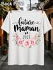 Floral Future Maunisex 2027 Pregnancy Announcet With Pink Roses Hearts And Baby Footprints Unisex All Unisex All TShirt