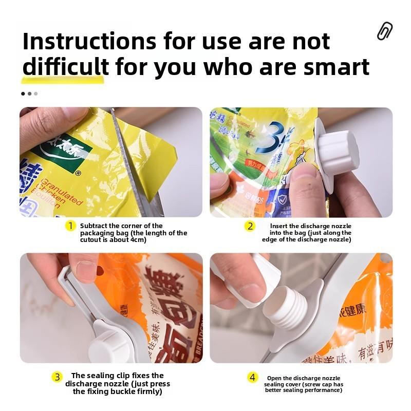 Sealed Discharge Nozzle Sealing Clamp, Kitchen Seasoning Preservation and Moisture-proof Clamp, Snack Food Plastic Bag, Milk Powder Clamp