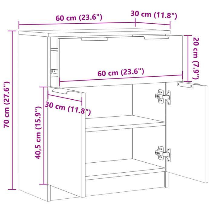 VidaXL Buffet vieux bois 60x30x70 cm bois d'ingénierie 856838
