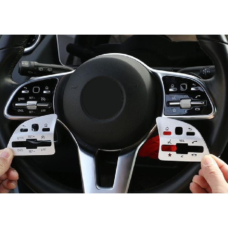 Car Steering Wheel Button Frame Silver Cover Trim For Benz GLA Aluminum -22