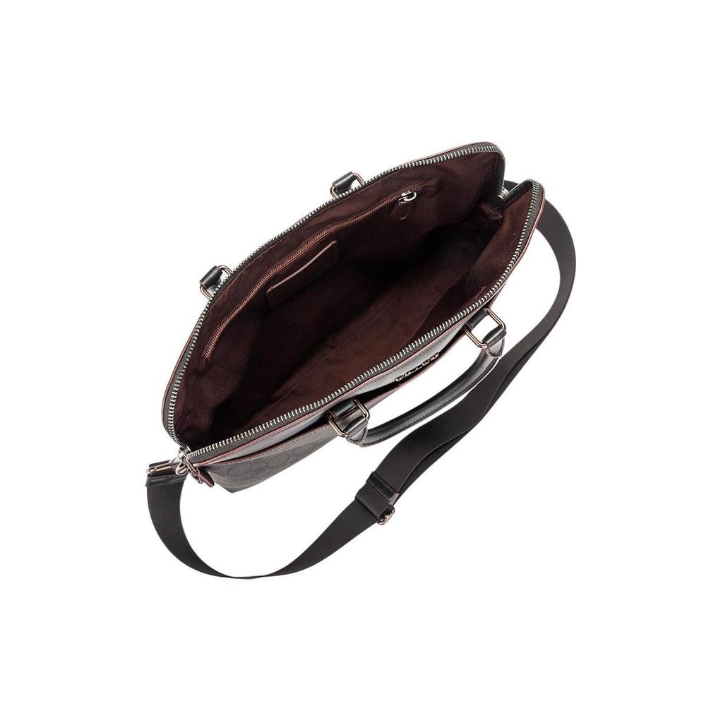 Coach Beckett Metal Logo Iconic Pendant Zipper Leather Shoulder Crossbody Tote Bag Men bags Black 4182-JIO79