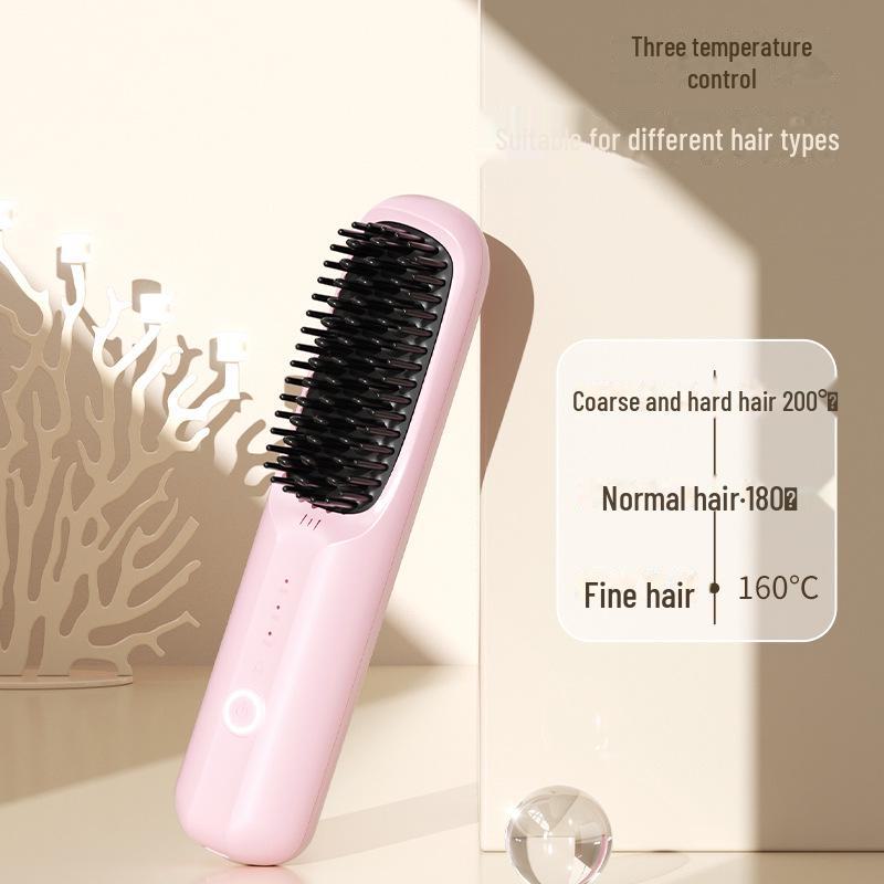 Rechargeable Wireless Ceramic Hair Straightener Comb - Fast Heating & Negative Ion Technology