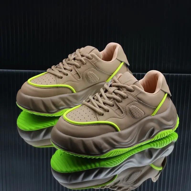 2025New Men's Shoes Fashion Platform Vulcanized Shoes High Quality Leather Casual Shoes for Men Luxury Breathable Sneakers Tenis