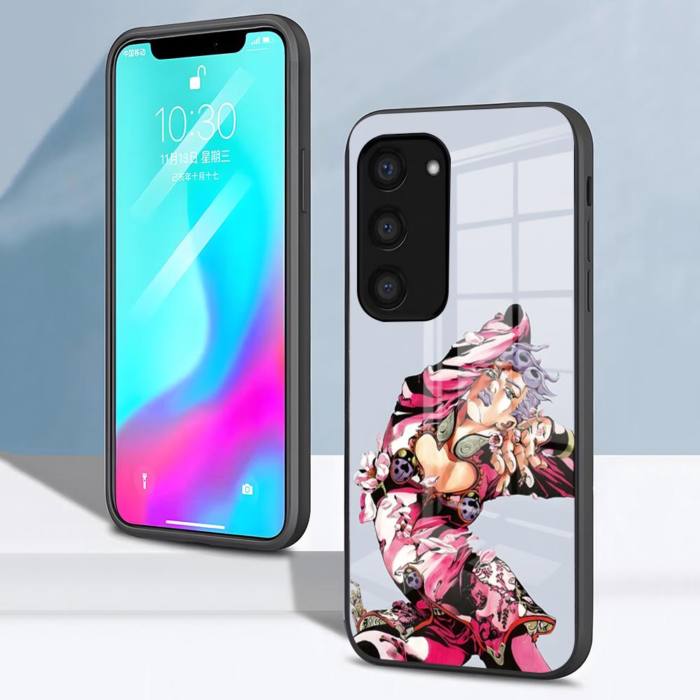 JoJos Bizarre Adventure Phone Case For Samsung S26 S25 S24 FE S23 S22 S21 Plus S20 Ultra Note20Ultra Black Glass Cover