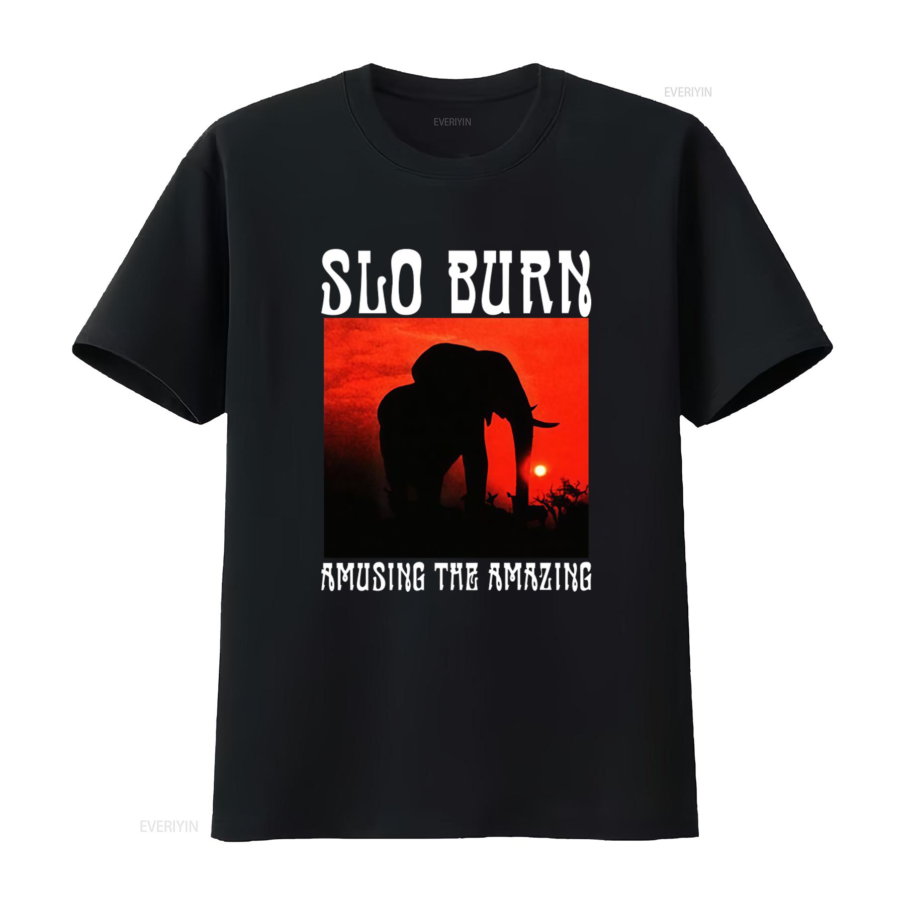 Slo Burn Premium Amüsant Der Erstaunliche Elefant Sonnenuntergang Baumwoll-T-Shirt für Stoner Rockband-Fans DTG vintage Gewaschen Stilvoll homme 4XL