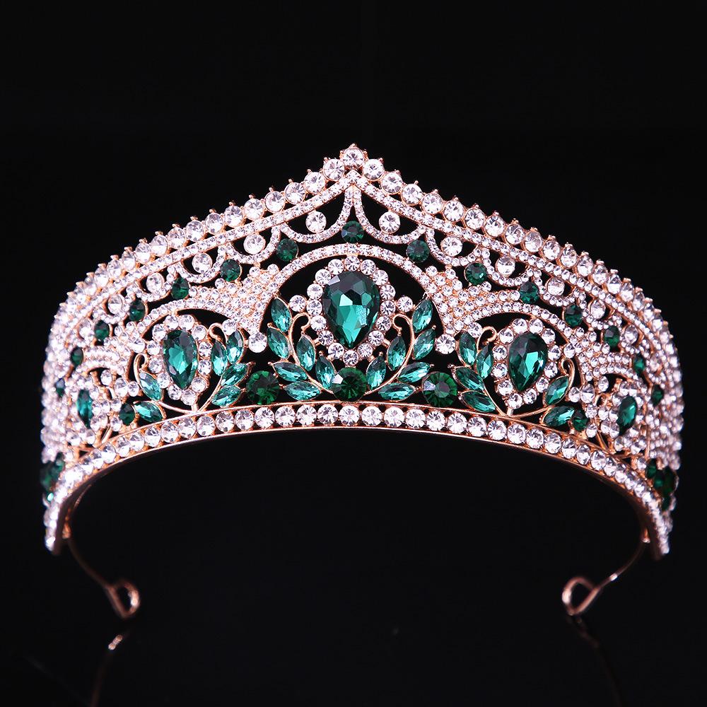 DIEZI Elegante Luxus Königin Prinzessin Rosa Kristall Diadem Für Frauen Mädchen Hochzeitsparty Barock Strass Krone Haar Schmuck