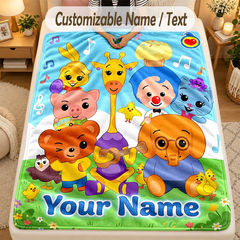 Flannel BlanketEl Payaso Plim Plim Custom Name Text Personalized Soft Warm Throw Blanket Home Decor Gift