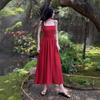 Yunnan Dali wears a French red suspender dress for women's sexy backless, suitable for seaside vacation photo skirts