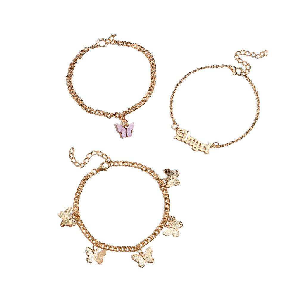 3 Pieces Fashion Anklets Foot Jewelry Sandals Barefoot Decorations Fashionable Women Accessories Adorable Alloy Jewelries