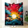 Radiating Sun with Vibrant Sky and Stylized Clouds Exploding Outward. for All Seasons Blanket Lunch Break Throw Gift