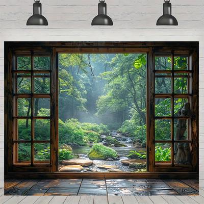 1Pc, Large Polyester Background Cloth Forest Landscape Home Decoration, Suitable For Living Room, Bedroom Tapestry Decoration