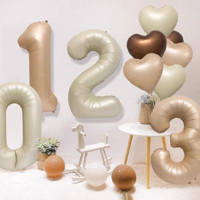 40-Inch Caramel Cream Number Balloons - Aluminum Foil Birthday Party Decoration for Kids and Adults