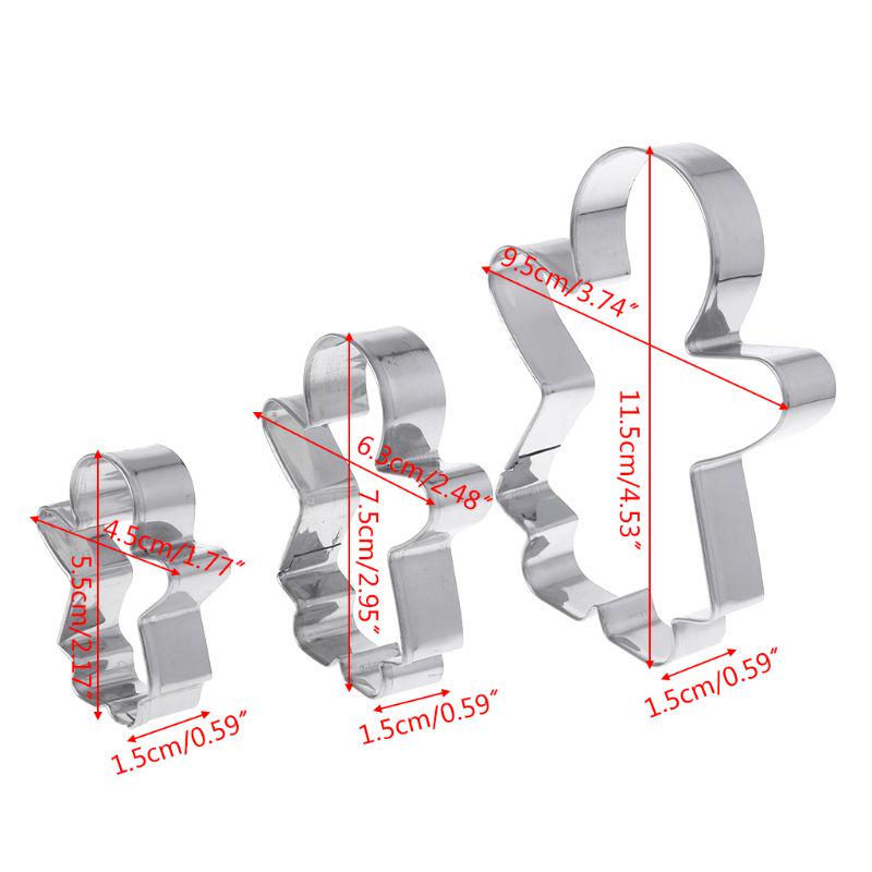 3 Stück Lebkuchenmann Junge Mädchen Fondant Gebäck Backen Keks Ausstecher Set Edelstahl