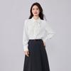 Women's Detachable Bow Tie Long-Sleeve Chiffon Blouse
