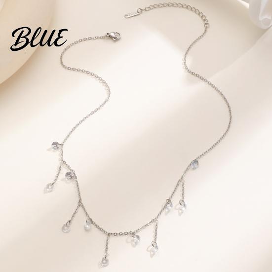 Scratch Resistant Necklace Layered Tassel with Zircon Gold Chain