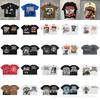 Unisex Vintage American Style Loose Fit Cotton Tee With Embellished Letter Print Round Neck Short Sleeve