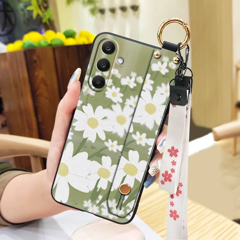Anti-dust Wrist Strap Phone Case For Samsung Galaxy M56 5G/SM-M566B Kickstand Flower Shockproof Protective Soft case