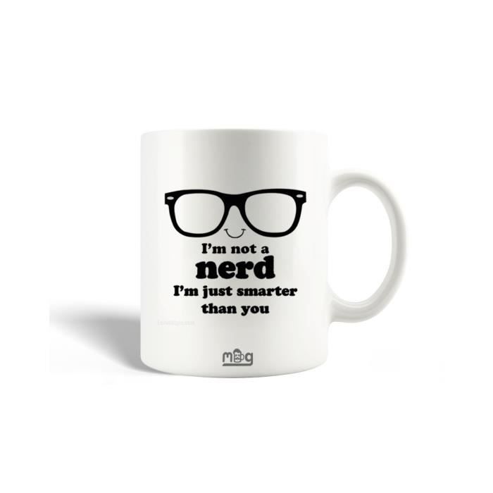 Ceramic Mug - I Am Not a Nerd - 30cl - White - Dishwasher Safe - Cylindrical