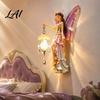 Elegant Entrance Hall Lighting Fairy Wall Night Light Resin Elf Sculpture Lantern for Bedroom 3D Gift Birthday or Housewarming Hanging Art