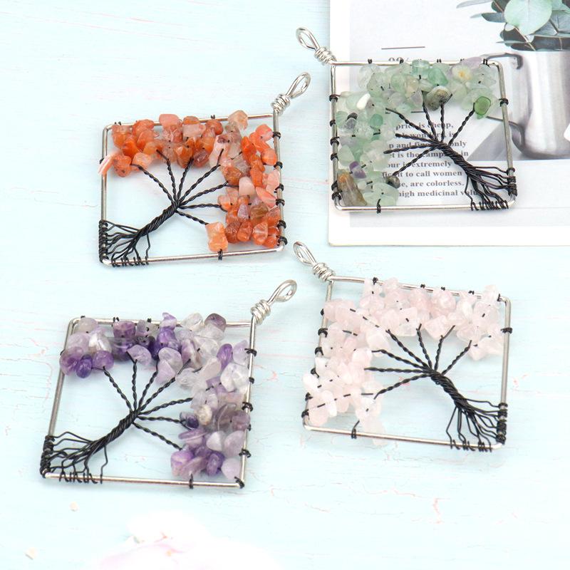 Tree Of Life Square Necklace Natural Irregular Gravel Fashion Accessories Necklace Accessories N51