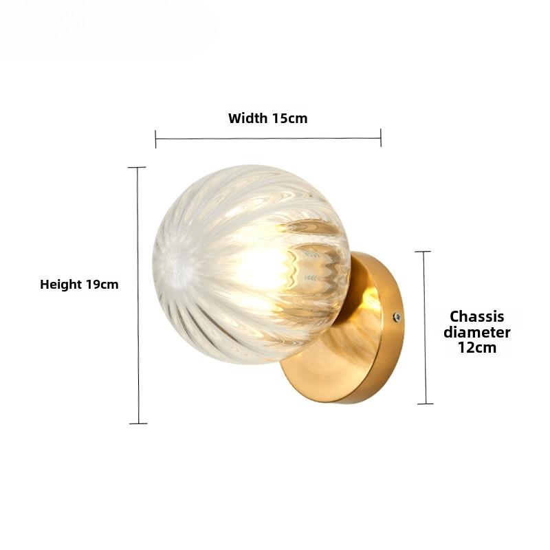 Applique murale LED d'intérieur nordique en fer et verre rond E27 pour escaliers modernes pour salon, chambre à coucher, couloir, allée