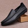 Spring Genuine Leather Men's Loafers Handmade Moccasins Casual Shoes Soft Sole Mens Business Flat Black Minimalist Leather Shoes