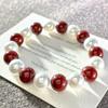 10Mm Vintage High Quality Ankara Red Cold White Artificial Crystal Pearl Bracelet Bracelet