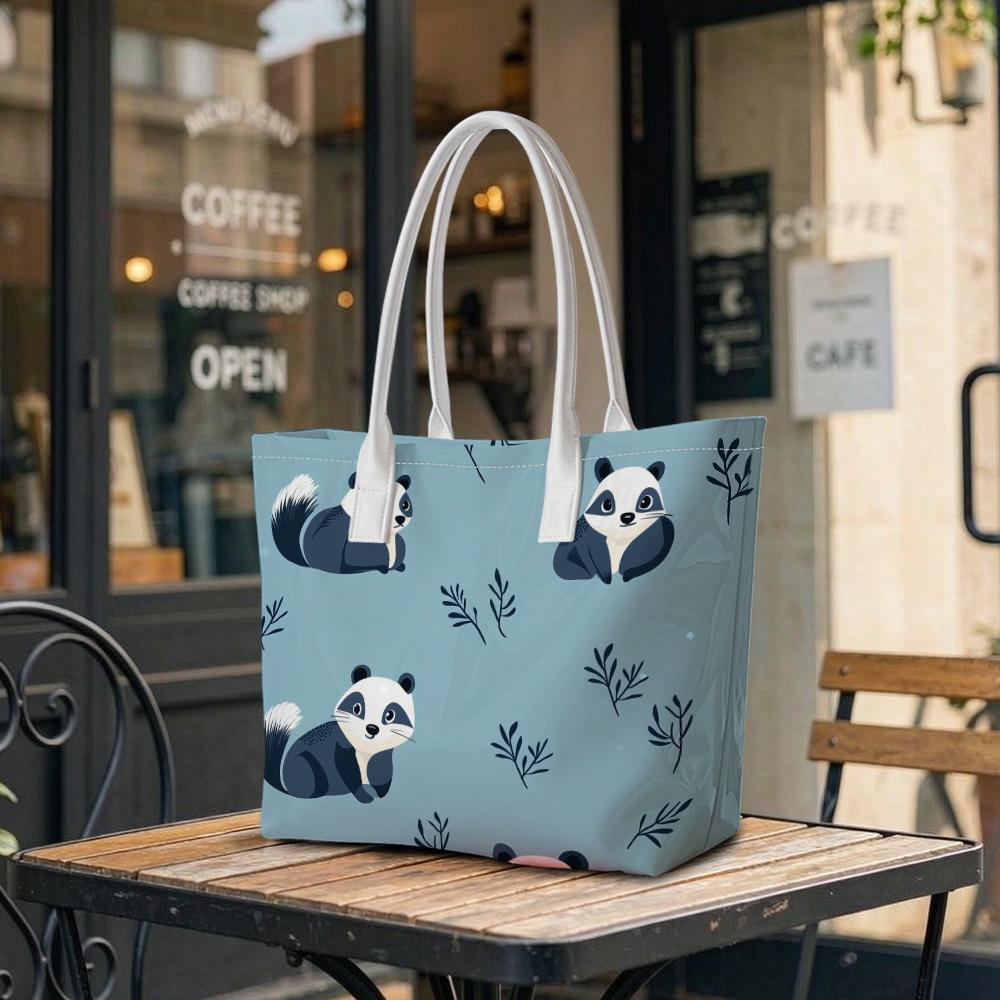 Cute Panda Pattern Tote Bag Large Capacity Casual Shoulder Bag for Daily Use