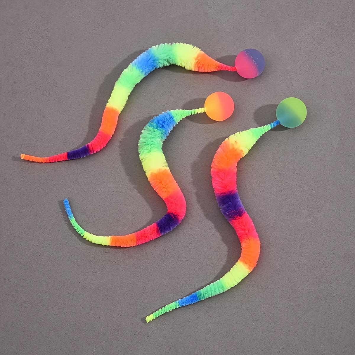 

Іграшка для котів Rainbow For Caterpillar Bouncing Ball, еластична поліестерова іграшка для котів з хробаками - неелектрична 1pc