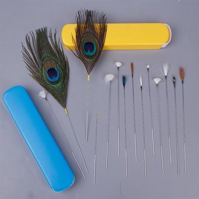 1/5 Piezas Mango Recogedor de Oídos Palo de Pluma de Ganso Limpiador Elástico de Cerumen Herramienta de Masaje Pluma de Pollo Pavo Aguja Plateada
