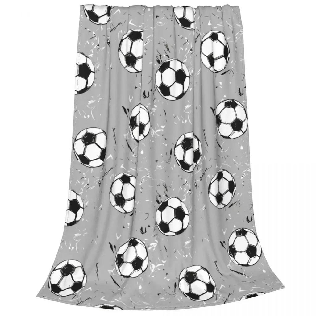Coperte da Calcio in Pile di Corallo Peluche Primavera Autunno Portatili Super Morbide Coperte da Lancio per Casa Divano Copriletto