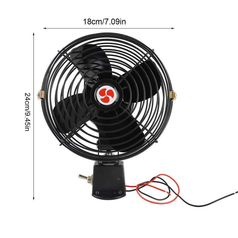Metal Car Fan 12V RV Cooling Fan 12V RV Cooling Fan with 2 Speed  Heavy Duty Quiet Metal Car Fan for Truck RV Car Boat Bus