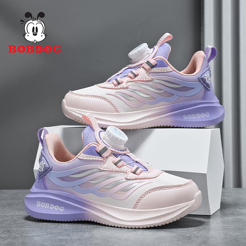 Babu Bean classmate girls shoes 2025 new autumn and winter leather waterproof girls rotating buckle children's sports shoes