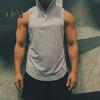 მამაკაცის სპორტული ჟილეტი თხელი თავისუფალი კაპიუშონიანი სწრაფად შრება მყარი ფერის მსუბუქი დაჭიმული კალათბურთის სირბილის სავარჯიშო დარბაზი