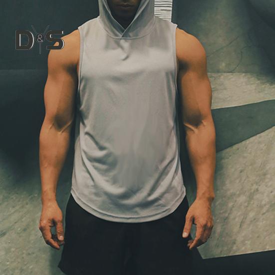 Herre Sportsvest Tynn Løs Hette Hurtigtørkende Ensfarget Lett Elastisk Basketball Jogging Gym Trening T-skjorte