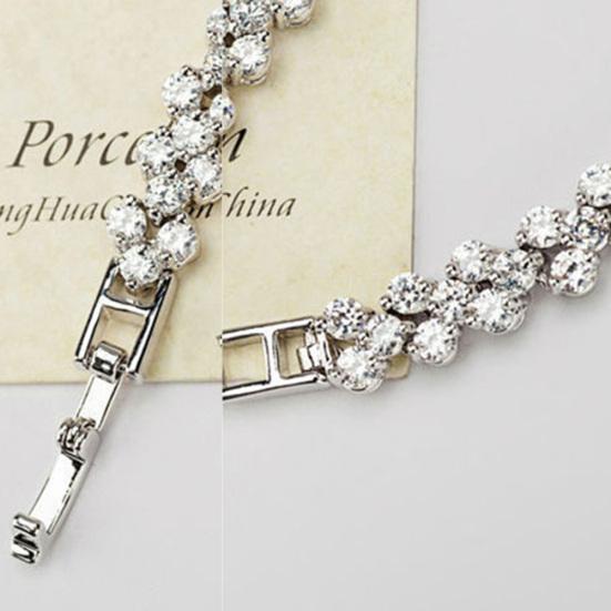Women Fashion Full Rhinestone Inlaid Bracelet Bangle Wedding Party Jewelry Gift