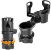 SensaBliss Car Drink Holder Multifunctional Adjustable Top Base Rotation Expandable Carbon Fiber Double Cup Holder Car Accessory for Mobile Water and