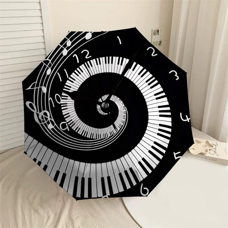 

1PC Music Notes Piano Keys Umbrella-8-Rib Reinforced, Automatic Open, Lightweight & Durable, Cute Fashion Accessory for Outdoor-W128