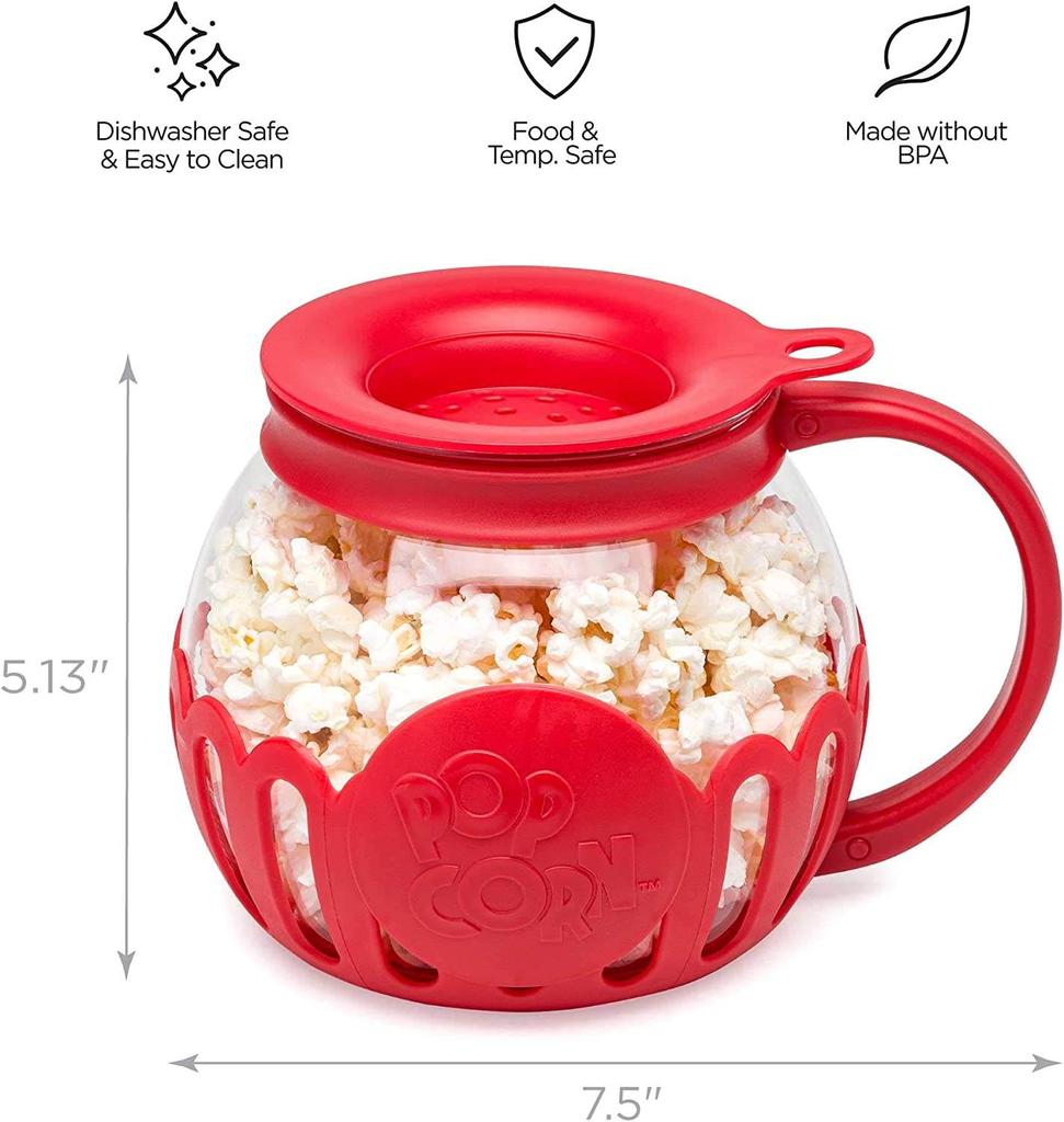 Coperchio 3 in 1 Misura i chicchi Lavabile in lavastoviglie Vetro resistente alla temperatura Microonde Micro-Pop Popcorn Popper Vetro borosilicato