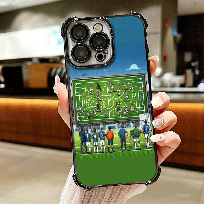 Football Soccer Tactics Time Plating Phone Case For Iphone 16 17 Pro Max Air 16E 14 15 Plus 12 13 Mini Anti-Fall Airabag Cover