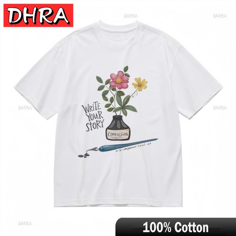 

Womens Breathable Classic TShirt Ink Bottle Floral Compassion Design Tee Graphic Edgy Casual Creative Tops Edgy Casual 4XL