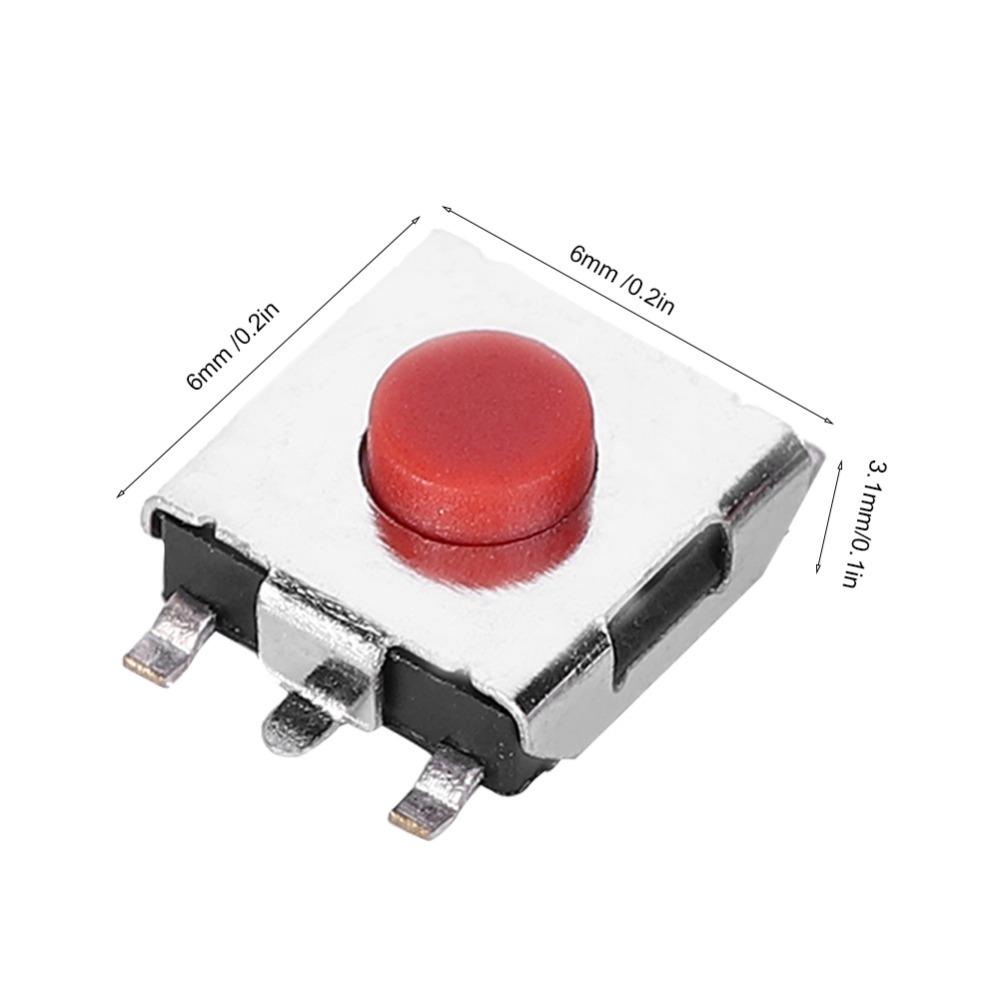 200PCS 6 x 6 x 3.1mm Tactile Push Button 5 Pins Brass Momentary Tactile Switch Mini Assortment Kit Light Touching Patch Cars