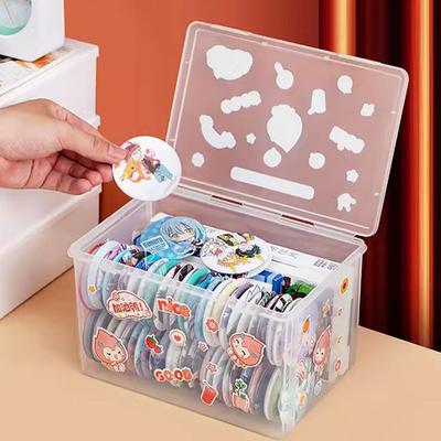 Kunststoff-Aufbewahrungsbehälter mit verriegelbarem Deckel, große Kapazität, transparente Kunststoff-Aufbewahrungsbox, Desktop-Organizer, Bürobedarf