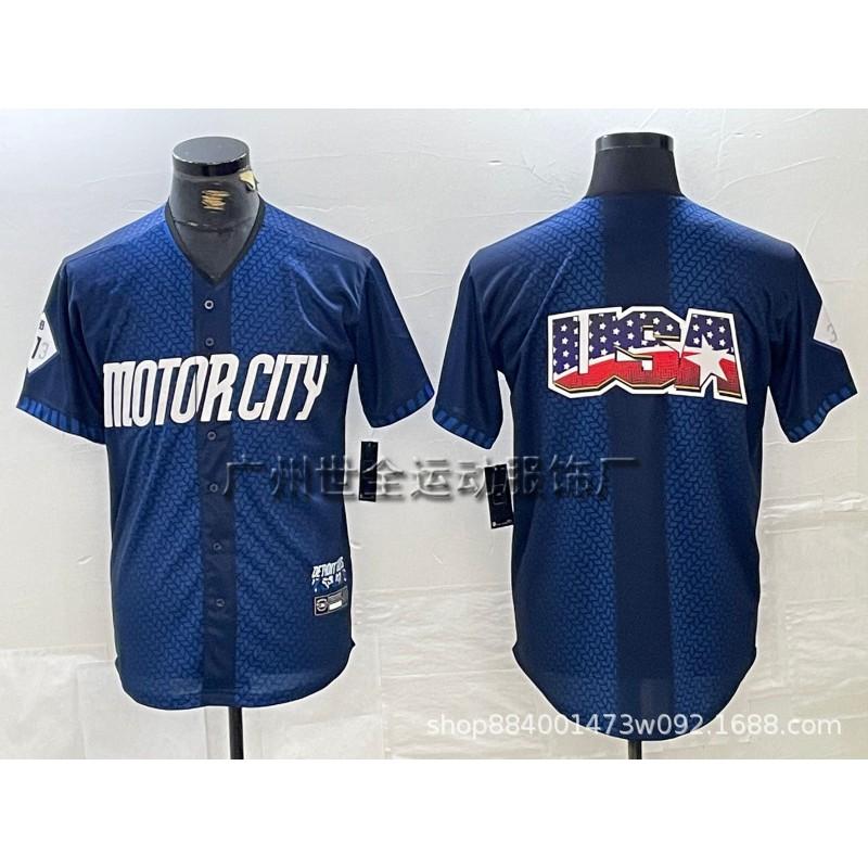 Unisex MLB-Style Baseball Jersey With Embroidered Striped Design Men Women Sportswear