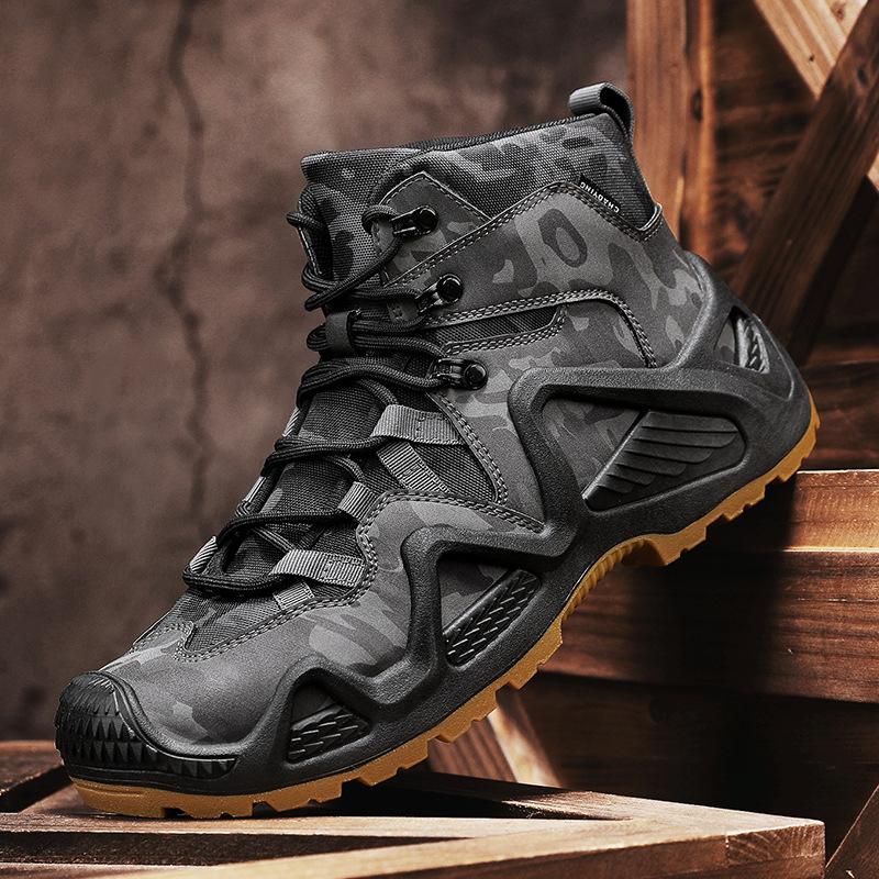 Men Outdoor Sports Sneakers New High Top Hiking Shoes Tactical Boots Military Wear Resistant Camping Size Durable Construction for Long Term Use