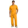 Men's Short Sleeve Pajama Set with Button Crotch and Elastic Waist Drawstring Pants for Sleepwear
